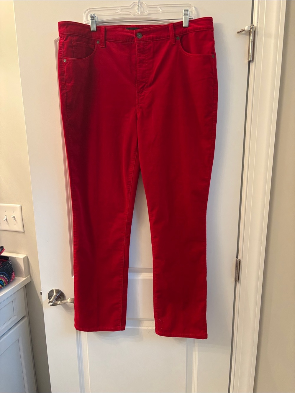 Talbots Straight-Leg Pants in Bright Red Corduroy size 16 NWOT